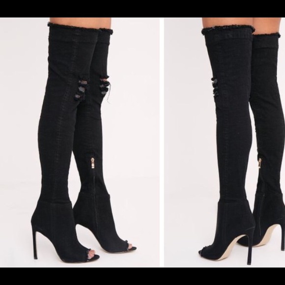 Thigh boots Black - Bottes noires Cuissardes - Picture 2 of 5